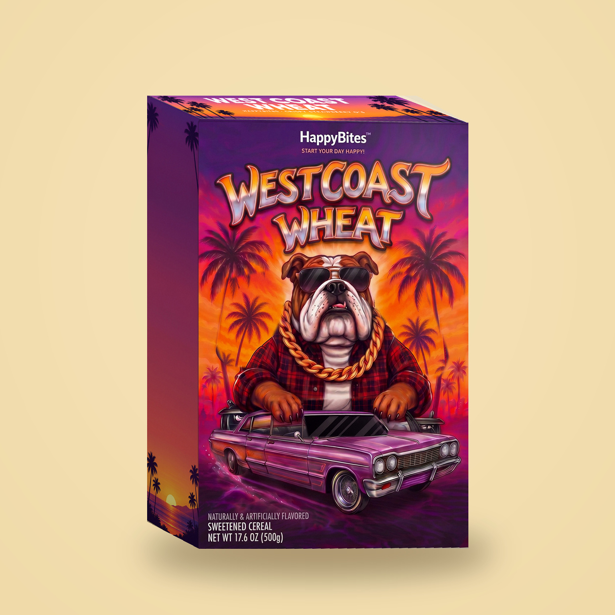 West Coast Wheat cereal box featuring mascot Big Wheezy
